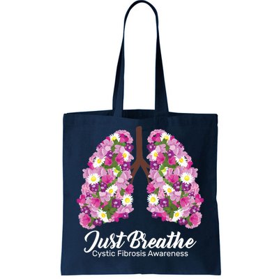 Just Breathe Cystic Fibrosis Awareness Tote Bag