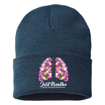 Just Breathe Cystic Fibrosis Awareness Sustainable Knit Beanie