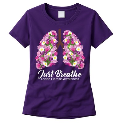 Just Breathe Cystic Fibrosis Awareness Womens T-Shirt