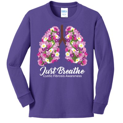 Just Breathe Cystic Fibrosis Awareness Kids Long Sleeve Shirt