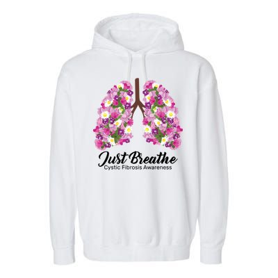 Just Breathe Cystic Fibrosis Awareness Garment-Dyed Fleece Hoodie