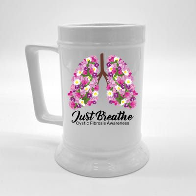 Just Breathe Cystic Fibrosis Awareness Beer Stein