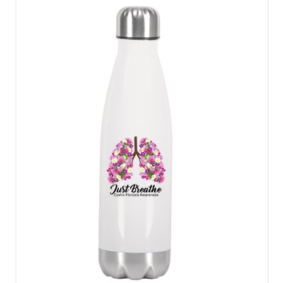 Just Breathe Cystic Fibrosis Awareness Stainless Steel Insulated Water Bottle