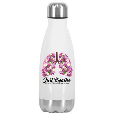 Just Breathe Cystic Fibrosis Awareness Stainless Steel Insulated Water Bottle