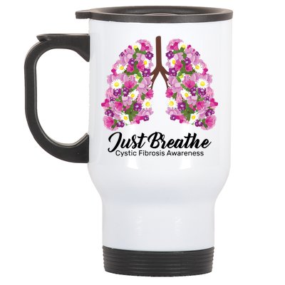 Just Breathe Cystic Fibrosis Awareness Stainless Steel Travel Mug