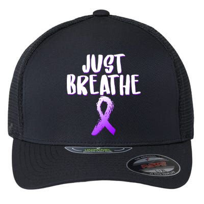 Just Breathe Cystic Fibrosis Cancer Flexfit Unipanel Trucker Cap