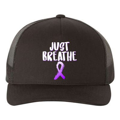 Just Breathe Cystic Fibrosis Cancer Yupoong Adult 5-Panel Trucker Hat