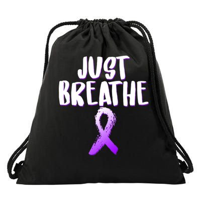 Just Breathe Cystic Fibrosis Cancer Drawstring Bag