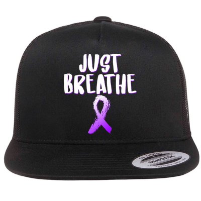 Just Breathe Cystic Fibrosis Cancer Flat Bill Trucker Hat