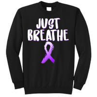 Just Breathe Cystic Fibrosis Cancer Tall Sweatshirt