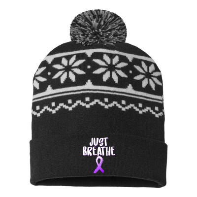 Just Breathe Cystic Fibrosis Cancer USA-Made Snowflake Beanie