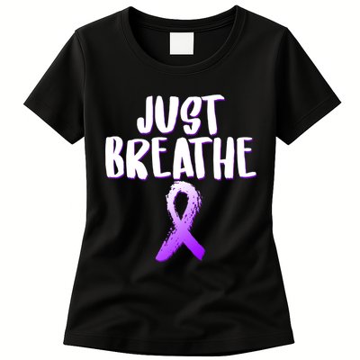 Just Breathe Cystic Fibrosis Cancer Womens T-Shirt