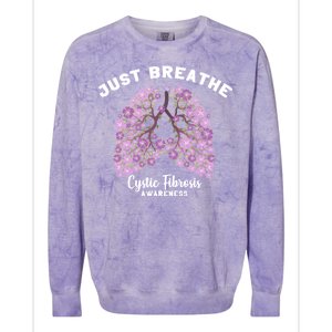 Just Breathe Cystic Fibrosis Lung Flowers Colorblast Crewneck Sweatshirt