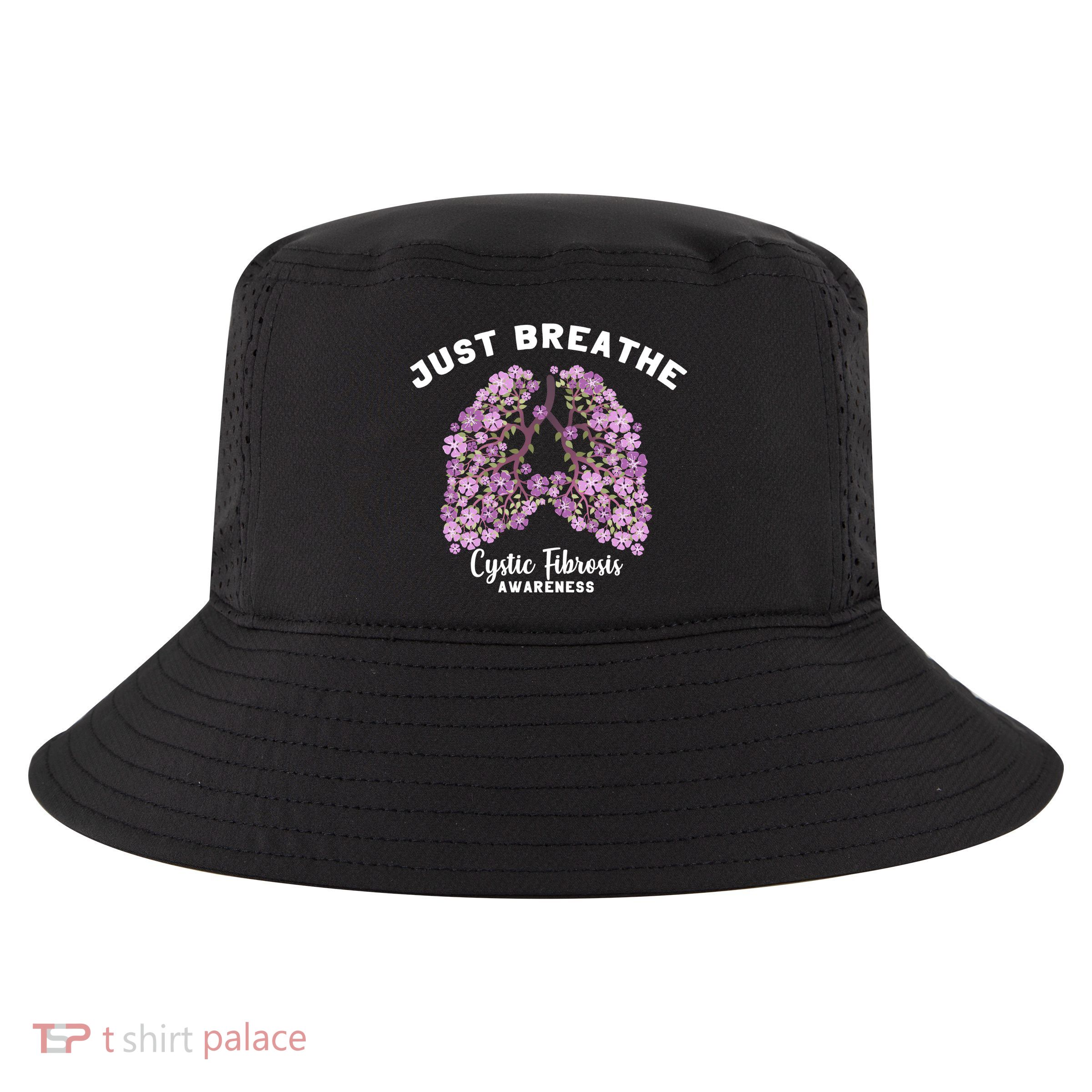 Just Breathe Cystic Fibrosis Lung Flowers Cool Comfort Performance Bucket Hat