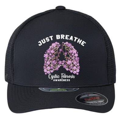 Just Breathe Cystic Fibrosis Lung Flowers Flexfit Unipanel Trucker Cap