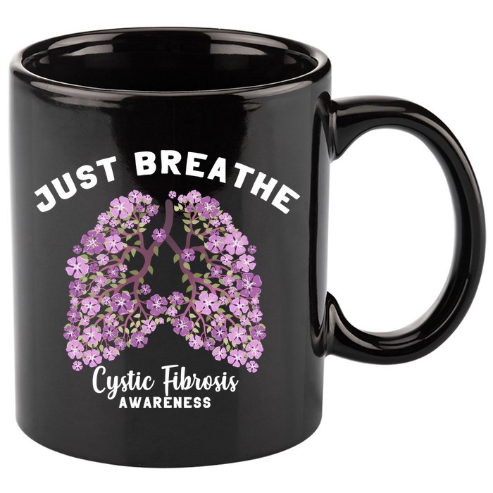 Just Breathe Cystic Fibrosis Lung Flowers 11oz C Handle Ceramic Mug