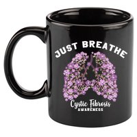 Just Breathe Cystic Fibrosis Lung Flowers 11oz C Handle Ceramic Mug