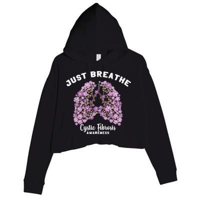 Just Breathe Cystic Fibrosis Lung Flowers Crop Fleece Hoodie