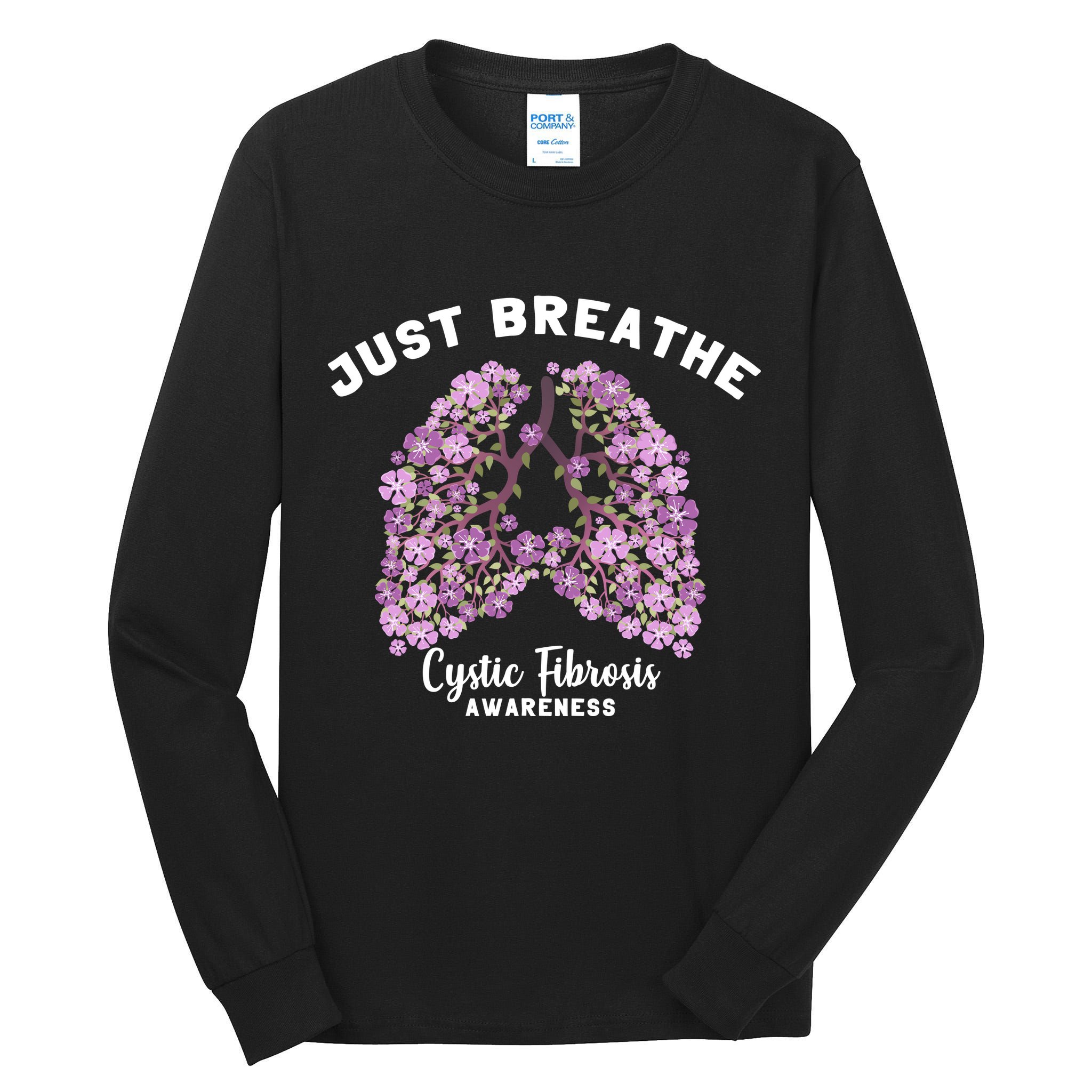 Just Breathe Cystic Fibrosis Lung Flowers Tall Long Sleeve T-Shirt