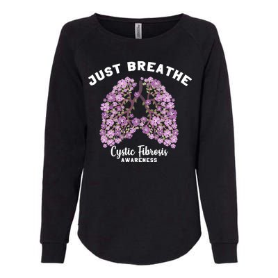 Just Breathe Cystic Fibrosis Lung Flowers Womens California Wash Sweatshirt