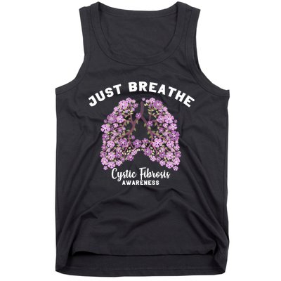 Just Breathe Cystic Fibrosis Lung Flowers Tank Top