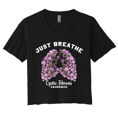 Just Breathe Cystic Fibrosis Lung Flowers Crop Top