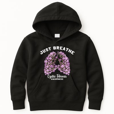 Just Breathe Cystic Fibrosis Lung Flowers Kids Hoodie