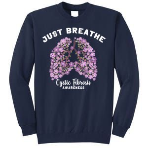 Just Breathe Cystic Fibrosis Lung Flowers Tall Sweatshirt