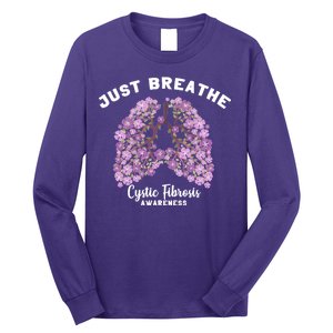 Just Breathe Cystic Fibrosis Lung Flowers Long Sleeve Shirt