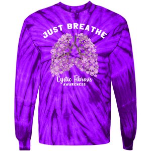 Just Breathe Cystic Fibrosis Lung Flowers Tie-Dye Long Sleeve Shirt