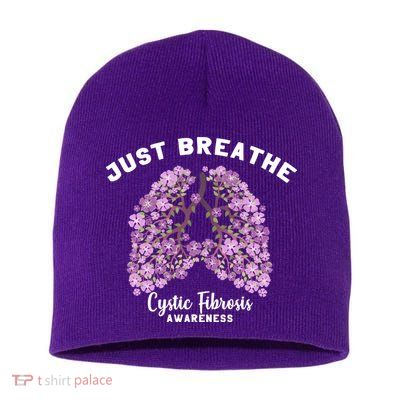 Just Breathe Cystic Fibrosis Lung Flowers Short Acrylic Beanie