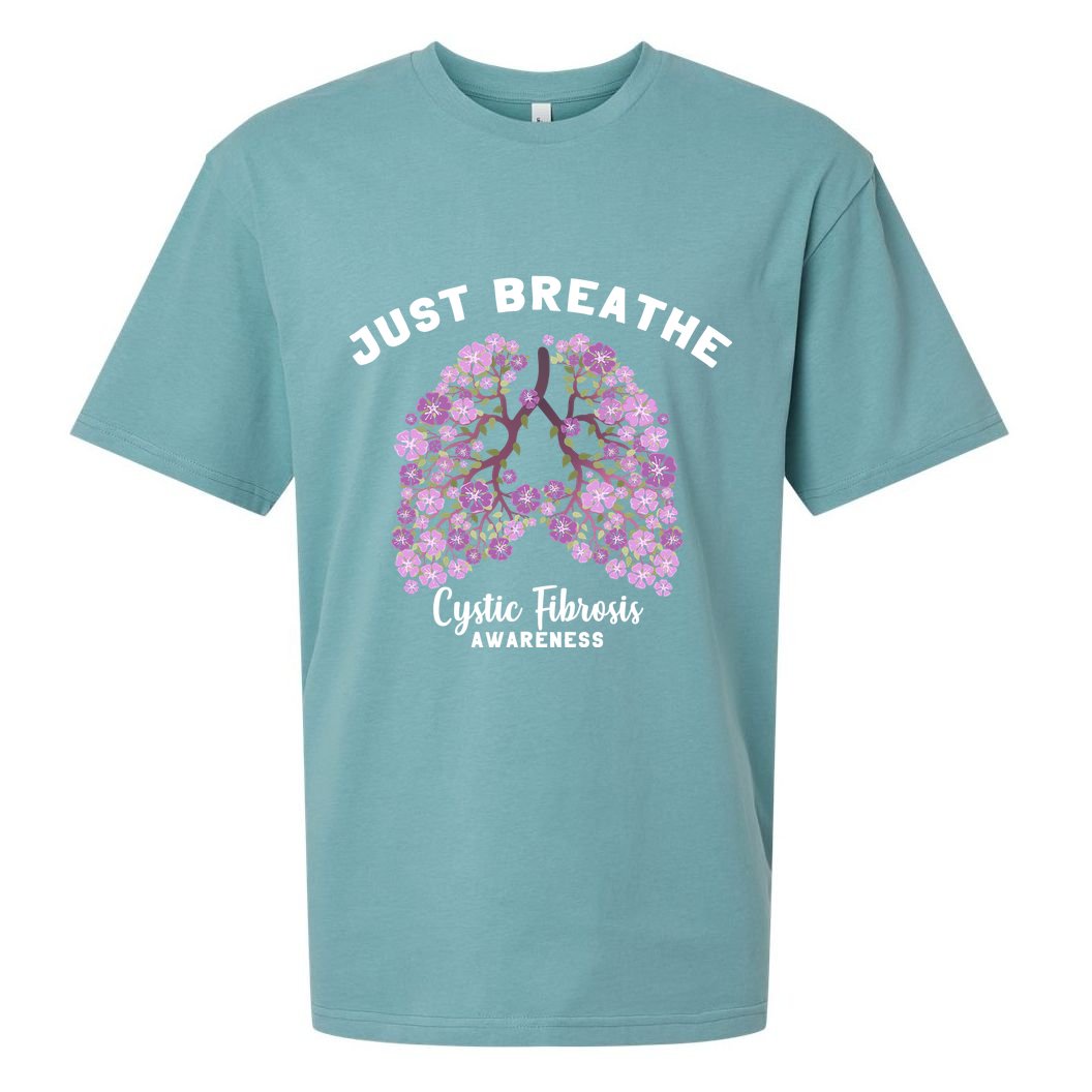 Just Breathe Cystic Fibrosis Lung Flowers Sueded Cloud Jersey T-Shirt
