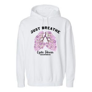 Just Breathe Cystic Fibrosis Lung Flowers Garment-Dyed Fleece Hoodie