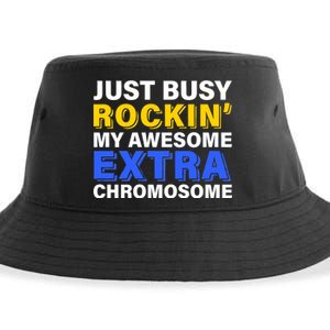 Just Busy Rockin My Awesome Extra Chromosome Sustainable Bucket Hat