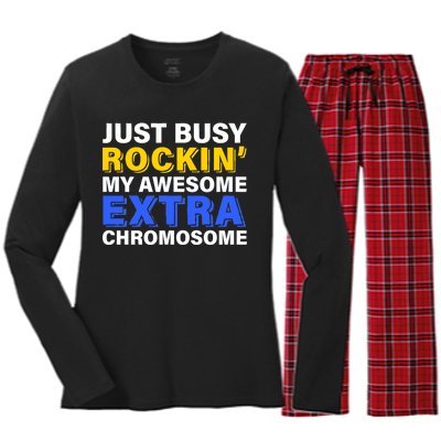 Just Busy Rockin My Awesome Extra Chromosome Women's Long Sleeve Flannel Pajama Set 