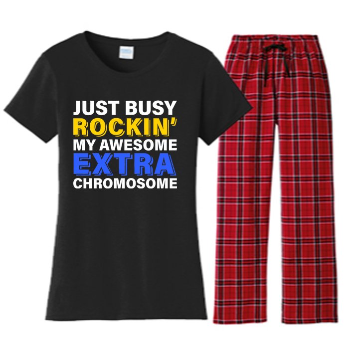 Just Busy Rockin My Awesome Extra Chromosome Women's Flannel Pajama Set