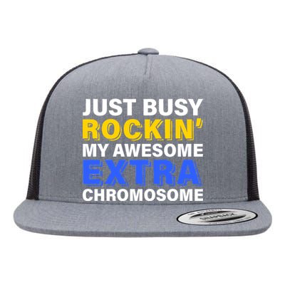 Just Busy Rockin My Awesome Extra Chromosome Flat Bill Trucker Hat