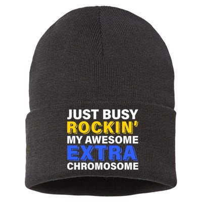 Just Busy Rockin My Awesome Extra Chromosome Sustainable Knit Beanie