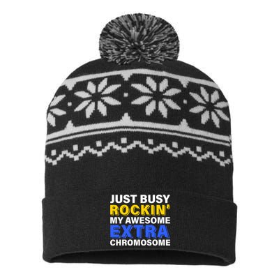 Just Busy Rockin My Awesome Extra Chromosome USA-Made Snowflake Beanie