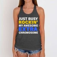 Just Busy Rockin My Awesome Extra Chromosome Women's Knotted Racerback Tank