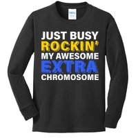 Just Busy Rockin My Awesome Extra Chromosome Kids Long Sleeve Shirt