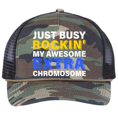 Just Busy Rockin My Awesome Extra Chromosome Retro Rope Trucker Hat Cap