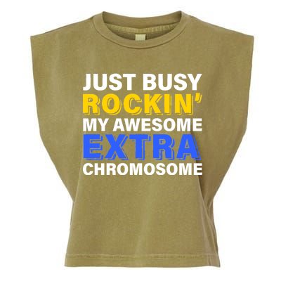 Just Busy Rockin My Awesome Extra Chromosome Garment-Dyed Women's Muscle Tee