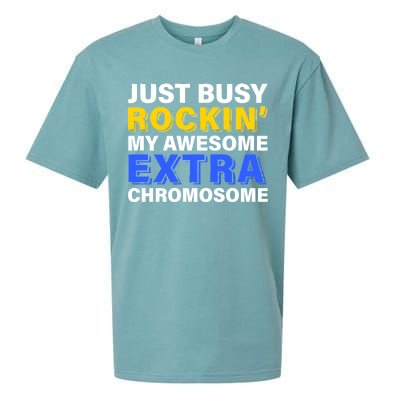 Just Busy Rockin My Awesome Extra Chromosome Sueded Cloud Jersey T-Shirt