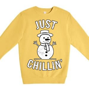 Just Chillin Snowman Premium Crewneck Sweatshirt