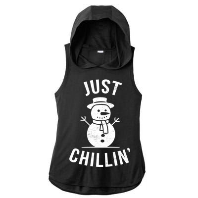 Just Chillin Snowman Ladies PosiCharge Tri-Blend Wicking Draft Hoodie Tank