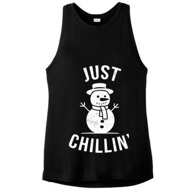 Just Chillin Snowman Ladies PosiCharge Tri-Blend Wicking Tank