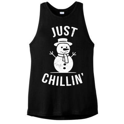 Just Chillin Snowman Ladies PosiCharge Tri-Blend Wicking Tank