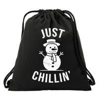 Just Chillin Snowman Drawstring Bag