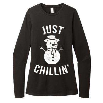 Just Chillin Snowman Womens CVC Long Sleeve Shirt